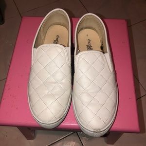 Quilted faux leather slip on sneakers size 8